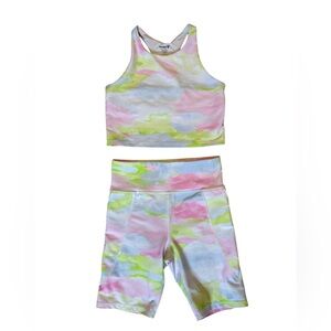Old Navy Active Pastel Tie-Dye Tank and Short Set / Size 10-12